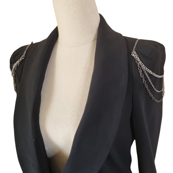 Cooper St Size 6 Black Blazer With Chain Detail Single Breasted Shawl Lapel - Picture 9 of 11
